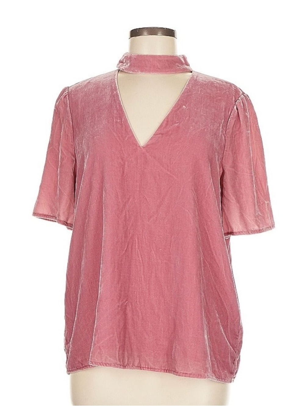 PAIGE Rose-Colored Velour Choker Top (size M) 🌹🌹🌹